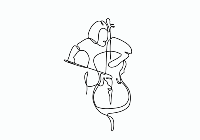 1662_Cello player line drawiung